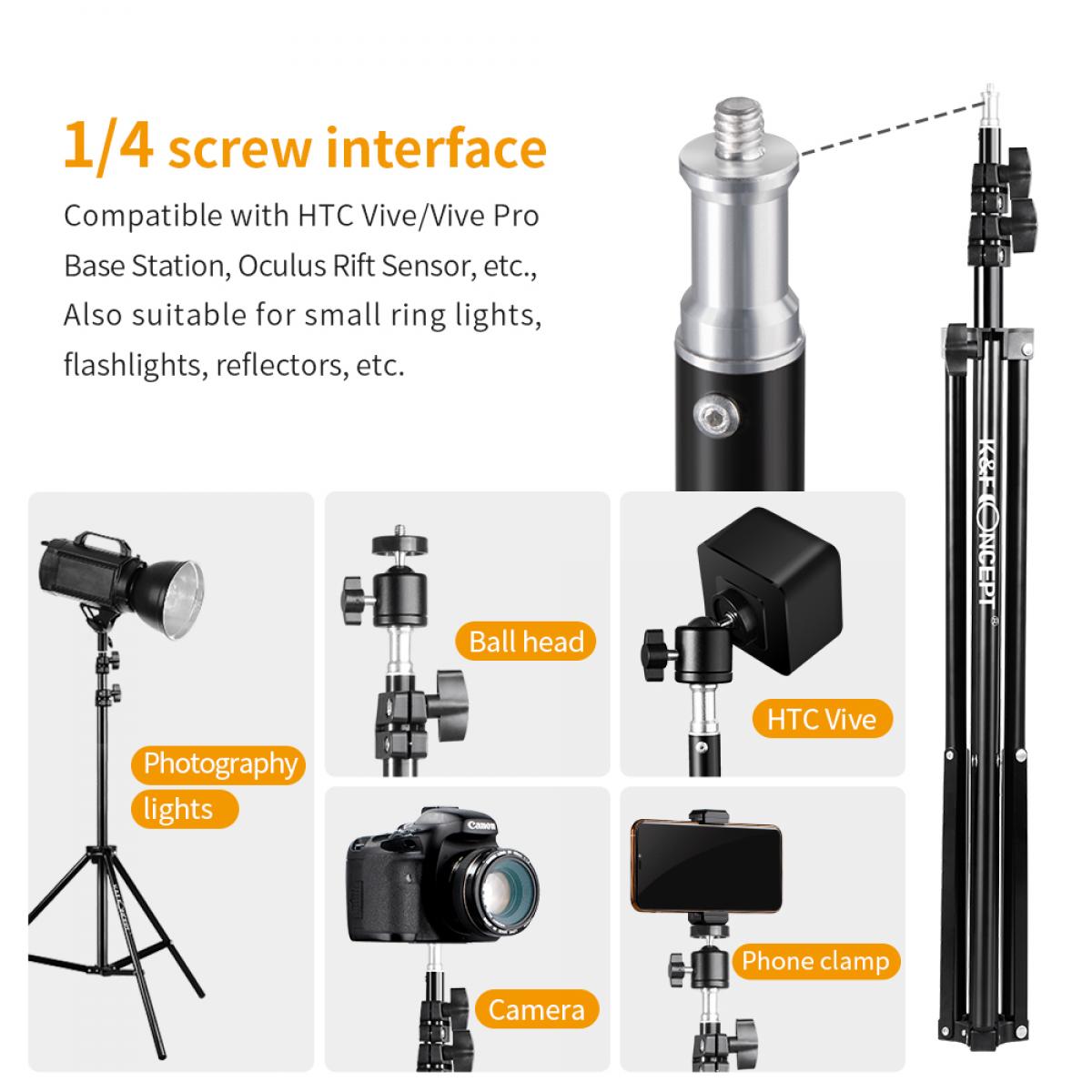 2X 78,8 tums fotograferingsljusstödssats med kulahuvud varm sko för video HTC Vive VR reflektor Softbox