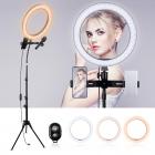 10-tums ringlampa med 58 tum stativ Flexibel slangmikrofonklämma för Vlog Camera Video Smartphone YouTube Självporträtt Makeup Fotografering