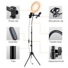 10-tums ringlampa med 58 tum stativ Flexibel slangmikrofonklämma för Vlog Camera Video Smartphone YouTube Självporträtt Makeup Fotografering