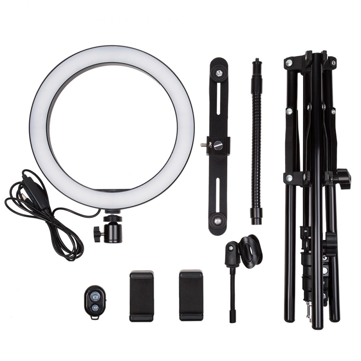 10-tums ringlampa med 58 tum stativ Flexibel slangmikrofonklämma för Vlog Camera Video Smartphone YouTube Självporträtt Makeup Fotografering