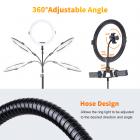  Aro de Luz LED Regulable con Trípode, 2700K a 5500K Temperatura de Color, CRI ≥ 95, Anillo de Luz para Maquillaje Selfie Youtube Vídeo con Manguera Soporte para Móvil y Micrófono Karaoke