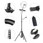  Aro de Luz LED Regulable con Trípode, 2700K a 5500K Temperatura de Color, CRI ≥ 95, Anillo de Luz para Maquillaje Selfie Youtube Vídeo con Manguera Soporte para Móvil y Micrófono Karaoke