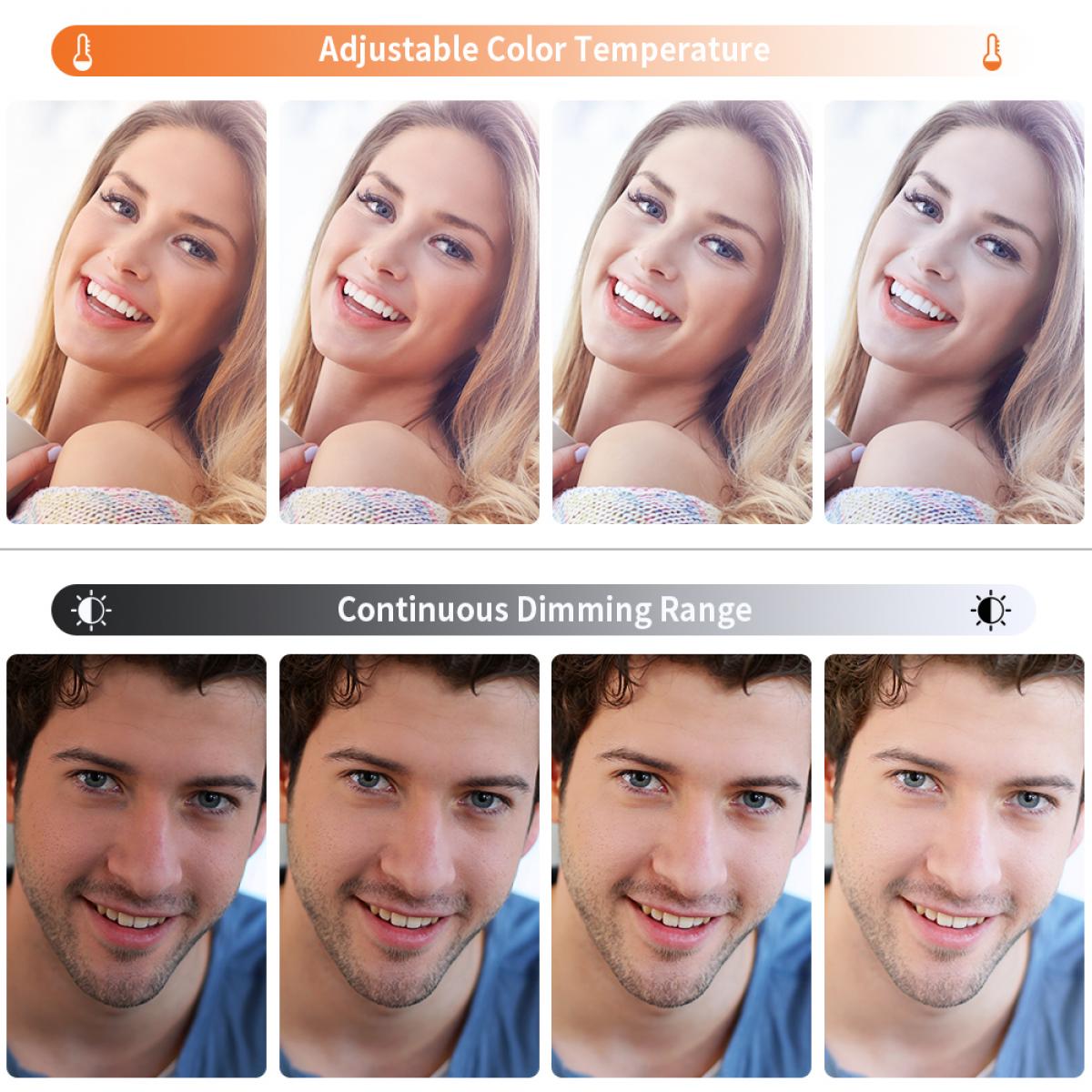  Aro de Luz LED Regulable con Trípode, 2700K a 5500K Temperatura de Color, CRI ≥ 95, Anillo de Luz para Maquillaje Selfie Youtube Vídeo con Manguera Soporte para Móvil y Micrófono Karaoke