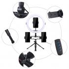 K&F Concept 11 tommer Selfie-ringlyssæt med stativstativ Mobiltelefonholder 3 lystilstande Smartphone-ringelys