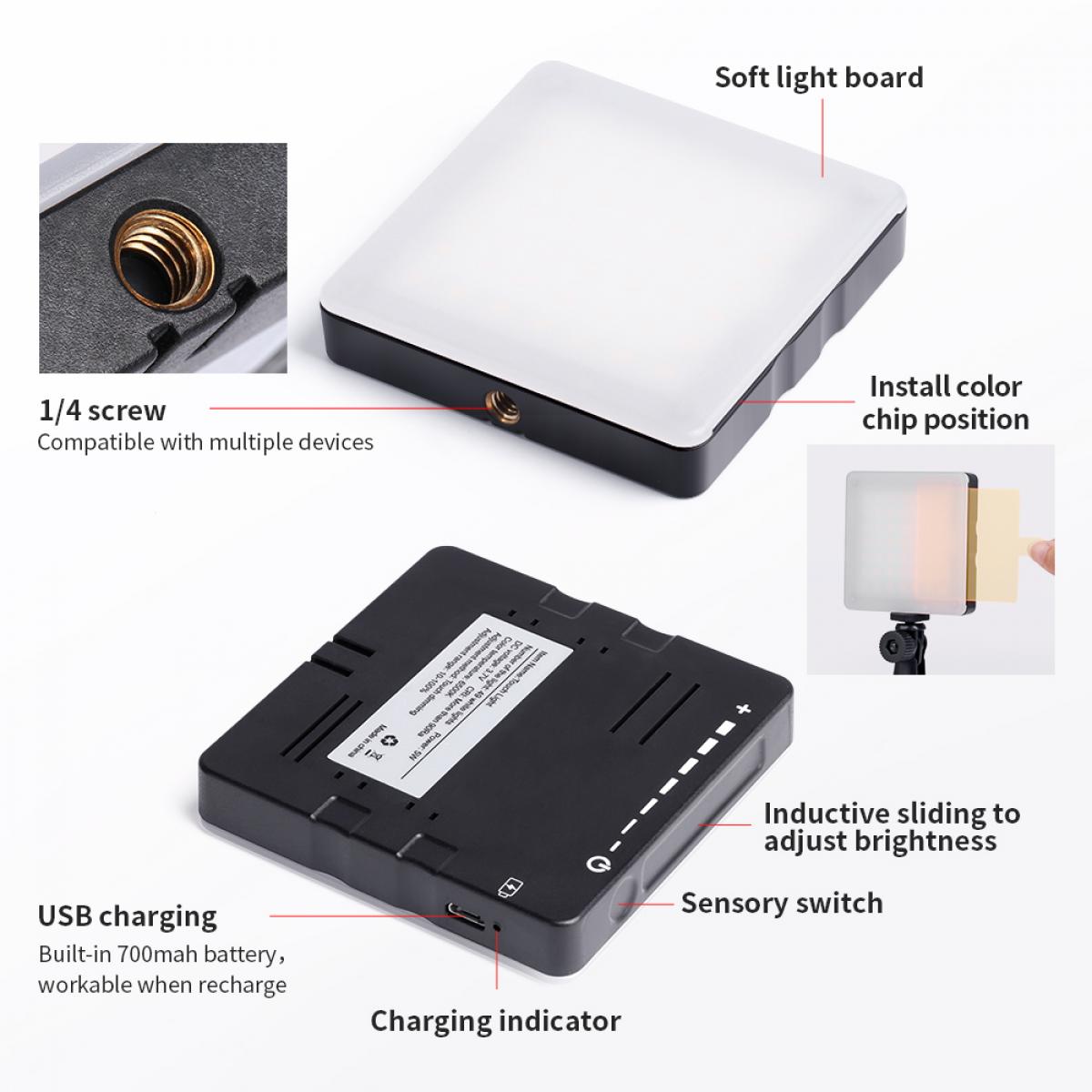 Touch Lighting Kit för bärbar videokonferens, 6500K LED-videolampa för dator med sugkopp, 4 färgfilter för fjärrarbete, zoommöte, självsändning, vlogging och smink