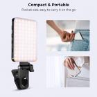 K&F CONCEPT Bärbar LED-videolampa, 3000K-10000K Dual Color Temperature Laddningsbar, Clip-on Video Light, Lämplig för mobiltelefon, iPhone, Android, iPad, Laptop, Lämplig för Selfie, Vlogg, Videokonferens