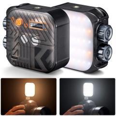 Dubbelfärgstemperatur Bärbar Fotografi Videofyllningsljus 2500K-9900K Färgtemperaturjustering Inbyggt 2000mAh batteri 15 ljuseffekter Justera ljus Förbättra ljusförhållanden (svart)