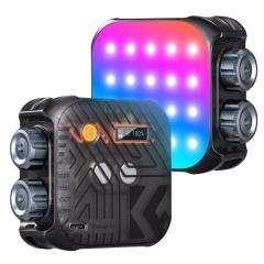 RGB Fullfärg Oorbordsfotografering Videofyllningsljus 360° 2500K - 9900K CRI 96+ Inbyggt 2000mAh batteri 21 Ljuseffekter Svart