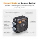 Luz de preenchimento de vídeo para fotografia colorida RGB 360 ° 2500K - 9900K CRI 96+ Bateria embutida de 2000mAh 21 efeitos de iluminação preto