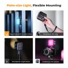 Luz de preenchimento de vídeo para fotografia colorida RGB 360 ° 2500K - 9900K CRI 96+ Bateria embutida de 2000mAh 21 efeitos de iluminação preto