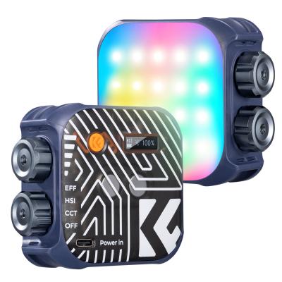 RGB Fullfärg Oorbordsfotografering Videofyllningsljus 360° 2500K - 9900K CRI 96+ Inbyggt 2000mAh batteri 21 Ljuseffekter Blå