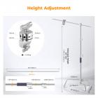 3,3 m 100 % ruostumattomasta teräksestä valmistettu kestävä C-jalusta puomivarrella, jalusta 126 cm:n pidikkeellä, 2 hiekkasäkkiä studiovalolle, softbox, heijastin