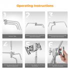 3,3 m 100 % ruostumattomasta teräksestä valmistettu kestävä C-jalusta puomivarrella, jalusta 126 cm:n pidikkeellä, 2 hiekkasäkkiä studiovalolle, softbox, heijastin