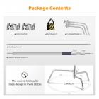 3,3 m 100 % ruostumattomasta teräksestä valmistettu kestävä C-jalusta puomivarrella, jalusta 126 cm:n pidikkeellä, 2 hiekkasäkkiä studiovalolle, softbox, heijastin