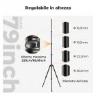 Supporto per luce pieghevole in alluminio K&F CONCEPT da 2,0 m con vite da 1/4" e borsa – per luci ad anello, softbox, ecc.