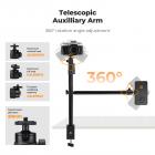 Supporto per fotocamera da soffitto K&F CONCEPT con braccio telescopico estensibile a 2 sezioni, supporto da scrivania regolabile con supporto per telefono, morsetto a C per fotocamera DSLR, telefono, webcam, microfono, ring light