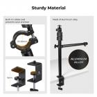Supporto per fotocamera da soffitto K&F CONCEPT con braccio telescopico estensibile a 2 sezioni, supporto da scrivania regolabile con supporto per telefono, morsetto a C per fotocamera DSLR, telefono, webcam, microfono, ring light