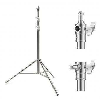 K&F CONCEPT 2,8m/110,2" fotoljusstativ Spring Buffer Heavy Duty Stainless Steel Stand med 1/4" och 3/8" skruvar för videoljus, ringljus, softboxar, etc.