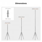 K&F CONCEPT 2,8m/110,2" fotolysstativ Spring Buffer Heavy Duty Stainless Steel Stander med 1/4" og 3/8" skruer til videolys, ringlys, softboxe mv.