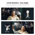 K&F CONCEPT Magnetisk Telefon LED-lys: Sammenklappelig Selfie-lys med Makeupspejl, 3000K-6500K Dæmpbar Vlog-fyldlys til iPhone, Videoopkald og Makeup (Hvid)