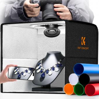 K&F CONCEPT 12"/30 cm mini fotostudie lysboks: Bærbart, foldbart fototeltsæt med 6 farver til små produkt-, smykke- og madfotografering