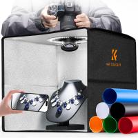 K&F CONCEPT 16"/40cm Professional Photo Studio Light Box: Portable Folding Photography Tent Kit with 6 Color Backdrops for Small-Medium Product Shoots
