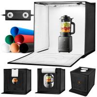 K&F CONCEPT 50x50cm Photo Studio Light Box, 40W LED Light Box Photography Tent, CRI 97+ Dimmable 3000K–5600K, Portable Foldable Photo Box with 6 Backdrops for Product Photography/Shoes/Laptop/Camera