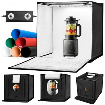 K&F CONCEPT 50x50cm fotostudie lysboks, 40W LED lysboks fototelt, CRI 97+ dæmpbar 3000K–5600K, bærbar foldbar fotoboks med 6 baggrunde til produktfotografering/sko/bærbar computer/kamera