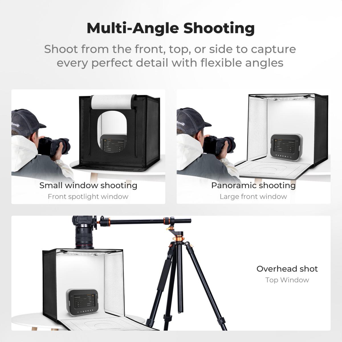 Caja de luz para estudio fotográfico K&F CONCEPT de 50x50 cm, caja de luz LED de 40 W para fotografía, CRI 97+, regulable de 3000 K a 5600 K, caja de fotos portátil y plegable con 6 fondos para fotografía de productos/zapatos/portátiles/cámaras.