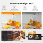 Caja de luz para estudio fotográfico K&F CONCEPT de 60x60 cm, tienda de fotografía con doble LED de 40 W con CRI 97+, iluminación regulable de 5600 K, 6 fondos, caja de luz portátil totalmente cerrada para fotografía de productos/plantas/zapatos.