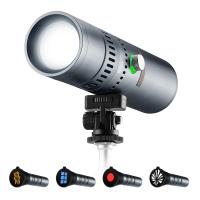 K&F CONCEPT SP25C 25W RGB-fotografieflitser met 20 gobo's en 4 kleuren, 9000mAh draagbare zoombare videospot, 4000 Lux studiolamp voor portretten, video-opnames en contentcreatie, grijs