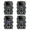 24MP 1080P Trail Camera 0.5s Trigger Speed Hunting 3 PIR HD Infraröd nattseende Game Camera Scouting Trail Camera (4 PCS)