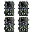 24MP 1080P Trail Camera 0.5s Trigger Speed Hunting 3 PIR HD Infraröd nattseende Game Camera Scouting Trail Camera (4 PCS)