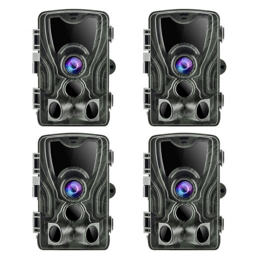 24MP 1080P Trail Camera 0.5s Trigger Speed Hunting 3 PIR HD Infraröd nattseende Game Camera Scouting Trail Camera (4 PCS)