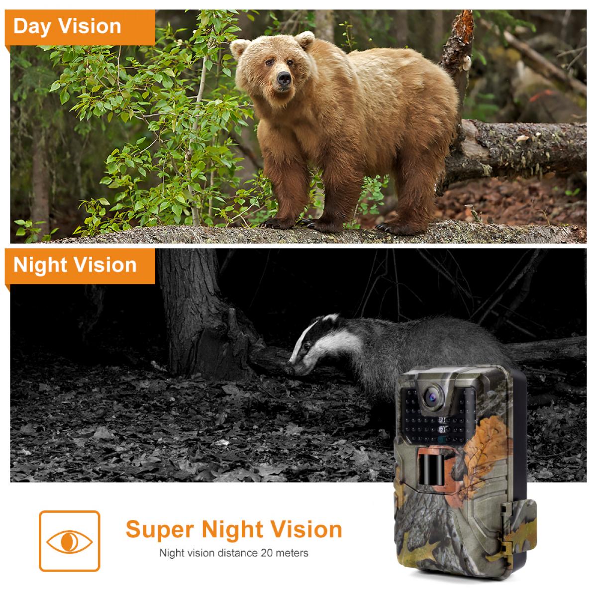 36MP / 2.7K / 0.3s Trigger Trail Camera HD كاميرا ألعاب خارجية مقاومة للماء للصيد بالأشعة تحت الحمراء كاميرا للرؤية الليلية HC-900A