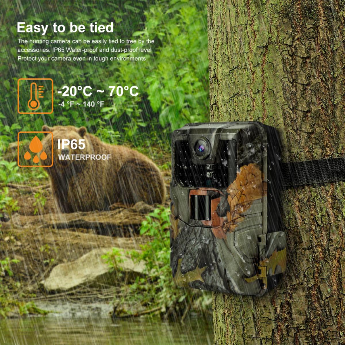 36MP / 2.7K / 0.3s Trigger Trail Camera HD كاميرا ألعاب خارجية مقاومة للماء للصيد بالأشعة تحت الحمراء كاميرا للرؤية الليلية HC-900A