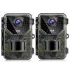 2.7K 20MP Vildtkamera 0.2s Fast Trigger Speed IP66 Vandtæt Robust jagtkamera med 120 ° bredt blitzområde til overvågning af dyreliv (2 stk)