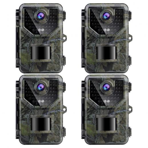 2.7K 16MP Wildlife Camera Fototrappola Animali con visione notturna,0.2S Trigger Trail Camera, telecamera da caccia impermeabil  IP66 per la sicurezza domestica e all'aperto 4pc