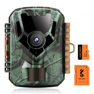 K&F Concept Fotocamera Caccia Fototrappola 16MP 1080P HD Impermeabile IP65 Fototrappola Animali Selvatici Infrarossi Movimento Attivato 0.4S a Scatto Modalita' Notturna con 2,0 Schermo LCD Colori + 32GB SD Card