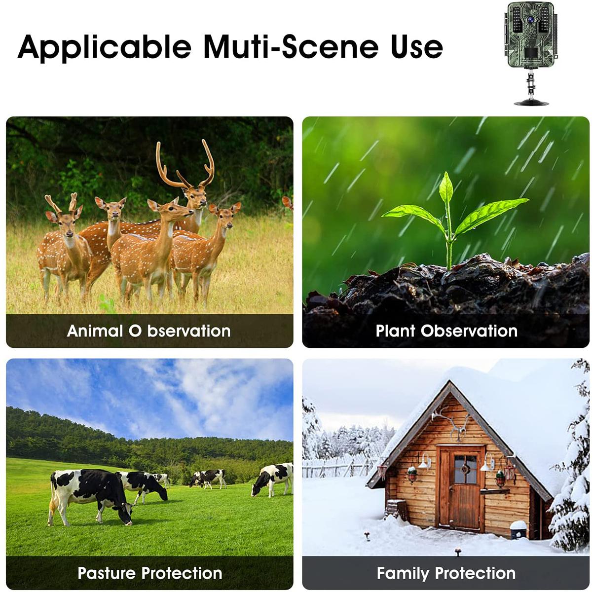 4K 32MP Wildcamera, IP67 Waterdicht, Jagd en Observatiecamera met 46 IR Leds en 2,31" Display