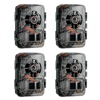 24MP 1296P Wildlife Trail Camera con visione notturna, 0.2S trigger Fototrappola Motion Activated IP66 impermeabile telecamera da caccia per la sicurezza all'aperto e casa | Foglia d'acero 4PC