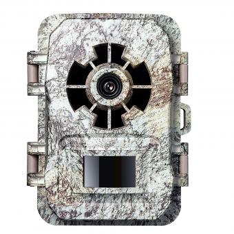 24MP 1296P/30fps Wildlife Trail Camera, movimento 120° Wide Angle Motion, Ultima Sensor View Schermo da 2 pollici, 0.2s Trigger Fototrappola, IP66 Waterproof Night Camera -roccia bianca
