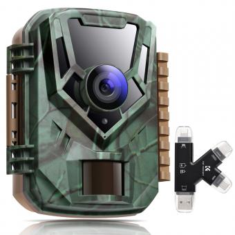16MP 1080P Wildlife Trail Camera K&F Concept Fotocamera Caccia Fototrappola HD Impermeabile IP65 Fototrappola con 2,0 Schermo LCD Colori+SD TF 3 in 1 Card Reader