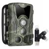 4K WiFi 30MP Wildlife Trail Camera con LED a infrarossi 940nm Visione notturna senza luce 3PIR Intervallo di rilevamento 120° HD IP66 Telecamera da caccia impermeabile + Lettore di schede 2-in-1 a quattro porte in metallo