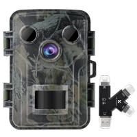 1080P 20MP K&F Concept Wildlife Trail Camera 940nm Infrared Outdoor IP66 Waterproof Hunting Infrared Night Vision Camera + Metal Four Ports 2-in-1 Card Reader(KF35.006+835010001)