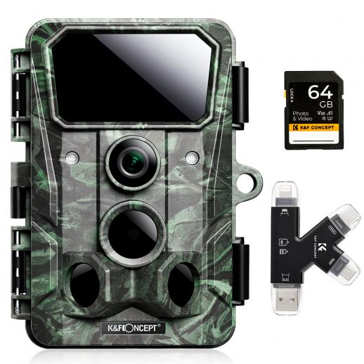 4K 30 megapikselin seurantakamera WiFi-pelikamera 0,2 sekuntia laukaista selkeä yönäkö 64G SD-kortilla, kortinlukijalla