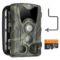 4K WiFi 30MP Wildlife Trail Camera 940nm Infrared Outdoor IP66 Telecamera per visione notturna a infrarossi da caccia impermeabile con scheda Micro SD 64G e set combinato Tree Spike a installazione rapida