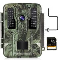 4K 32MP Wildlife camera Visione notturna, 0,2s Fotocamera Caccia con Velocità di Innesco, IP67 Impermeabile con Display da 2,31" scheda SD da 64G con Tree spike set