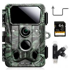 Cámara de Caza WiFi 4K 30MP Impermeable IP66 - Verde + Tarjeta SD 64GB + Soporte + Lector de Tarjeta
