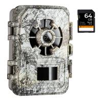 24MP 1296P/30fps Wildlife Trail Camera, movimento 120° Wide Angle Motion, Ultima Sensor View Schermo da 2 pollici, 0.2s Trigger Fototrappola, IP66 Waterproof Night Camera roccia bianca con scheda SD da 64 GB